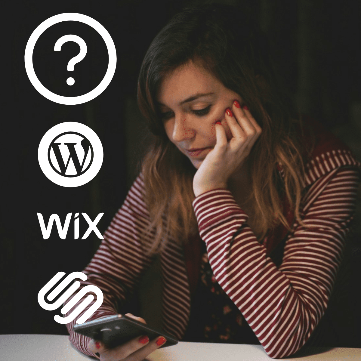 Woman deciding website platform